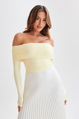 Lucinda Recycled Nylon Off Shoulder Top - Lemon