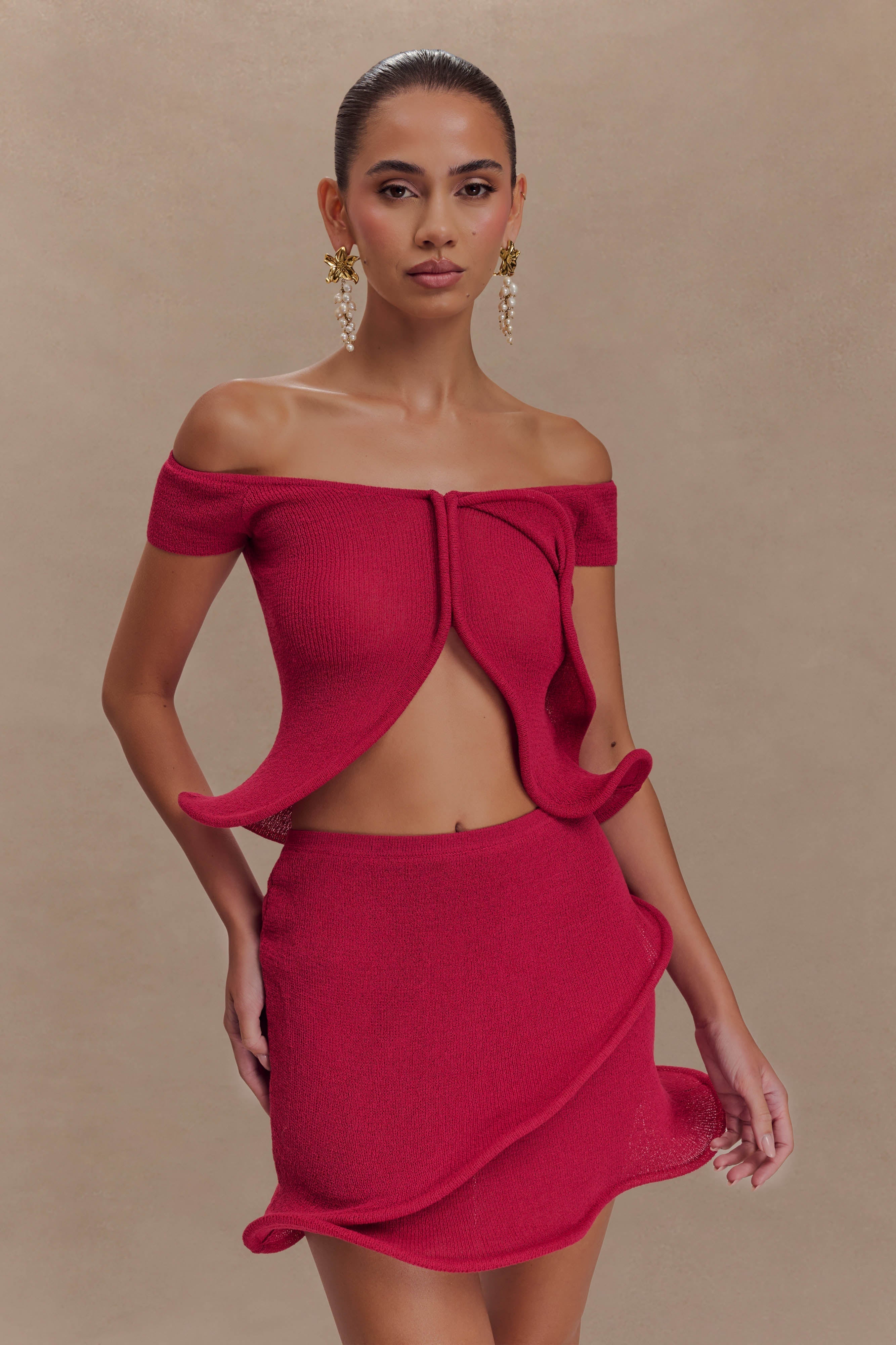 Haisley Knit Mini Skirt - Raspberry