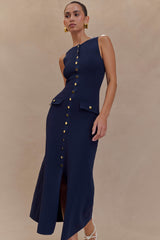 Sawyer Sleeveless Buttoned Maxi Dress - Navy