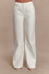 Caitlin Mid Rise Denim Flare Jeans - White