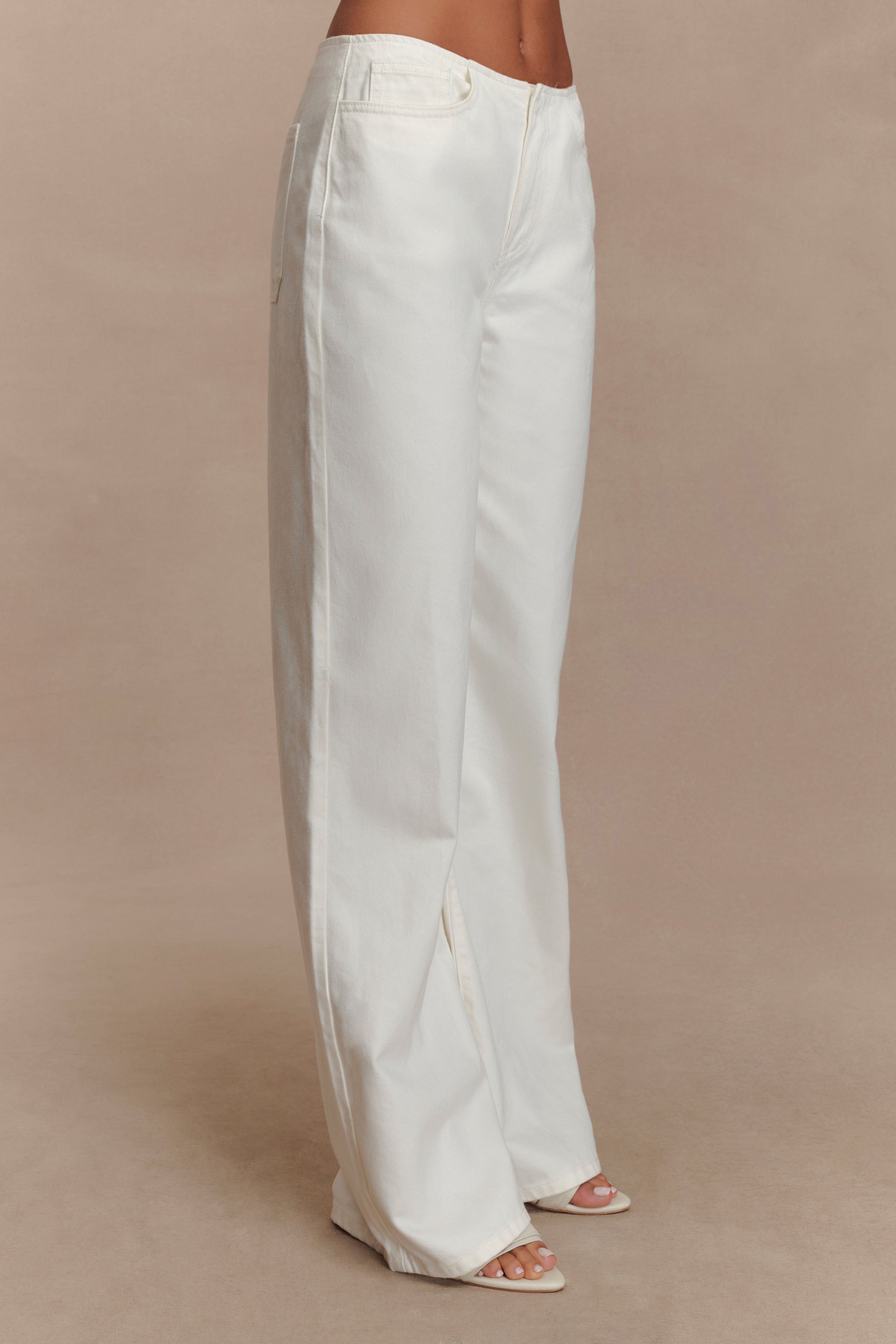 Caitlin Mid Rise Denim Flare Jeans - White