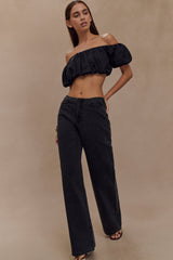 Caitlin Mid Rise Denim Flare Jeans - Washed Black