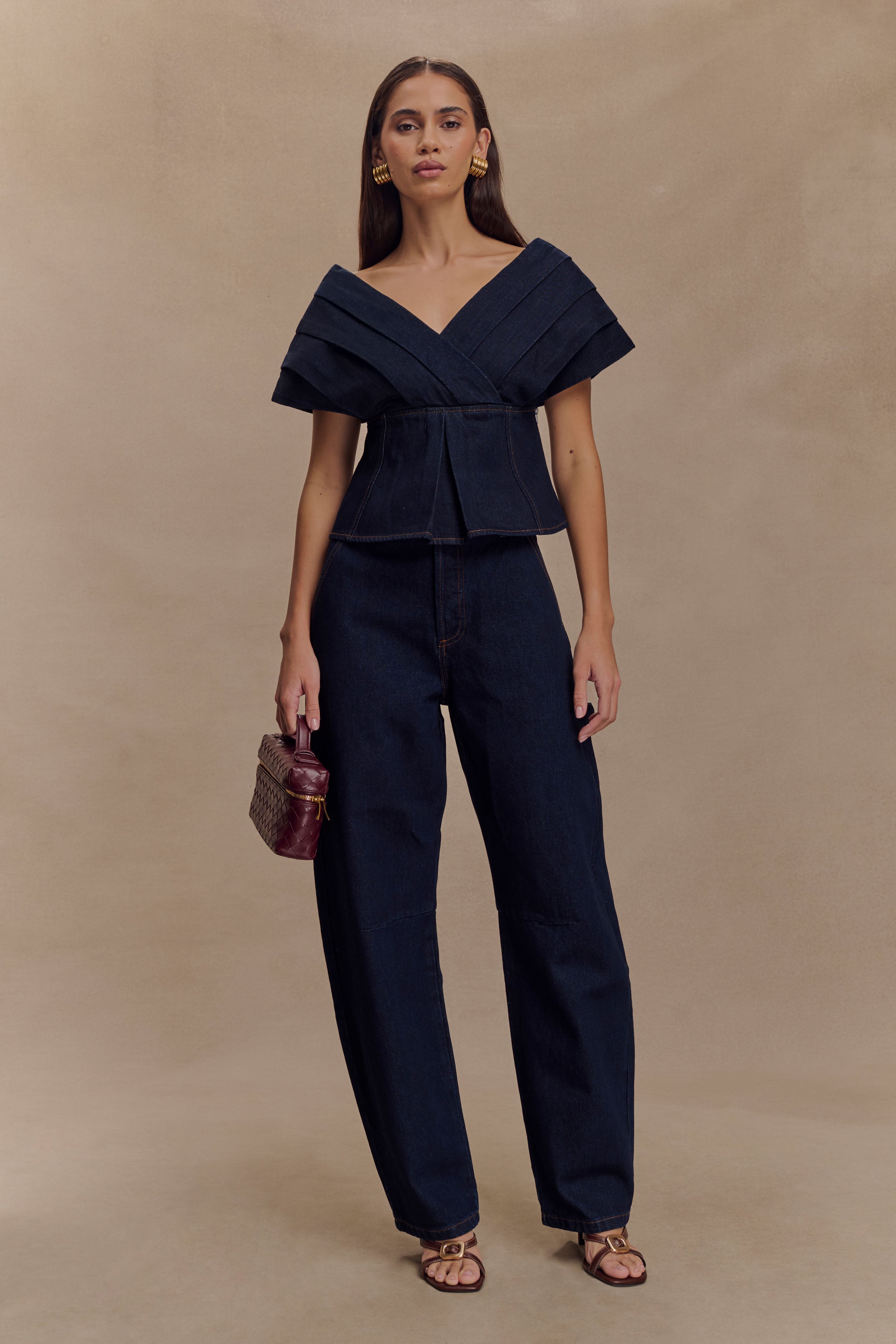 Renata Barrel Denim Jeans - Indigo Blue