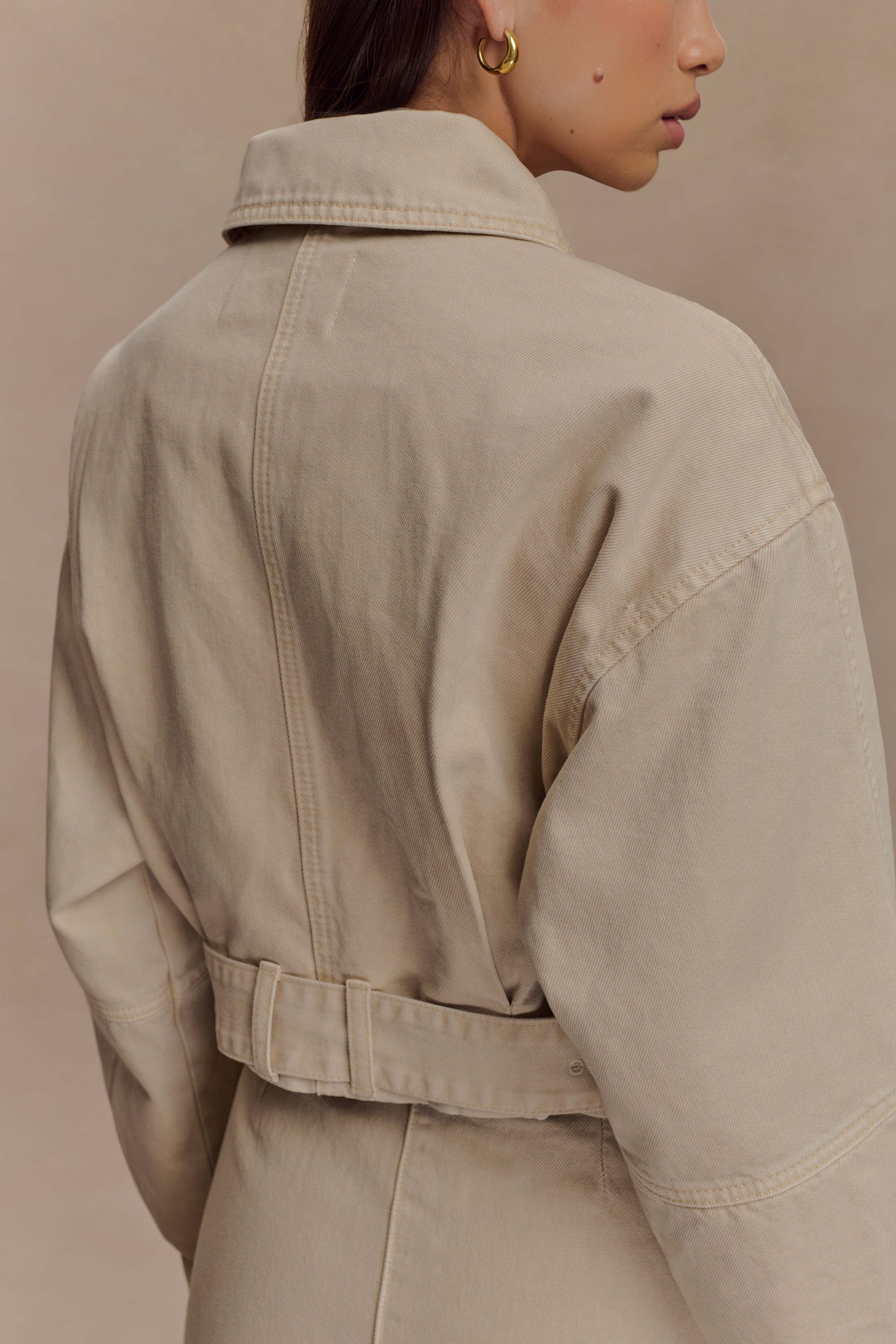 Fallon Cropped Denim Jacket - Stone Wash