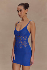 Everette Crochet Knit Mini Dress - Cobalt
