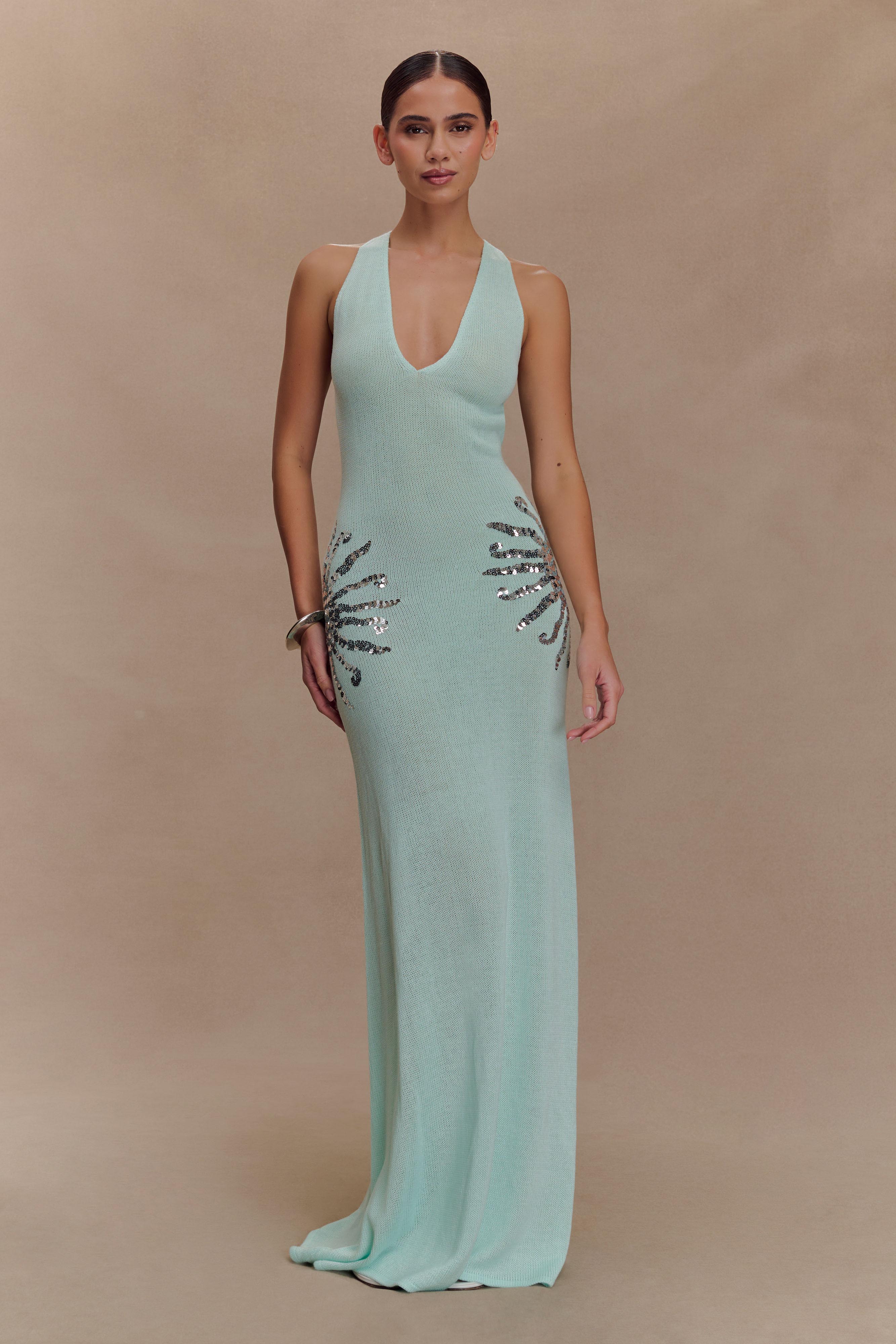 Ellington Knit Maxi Dress With Sequin - Lagoon