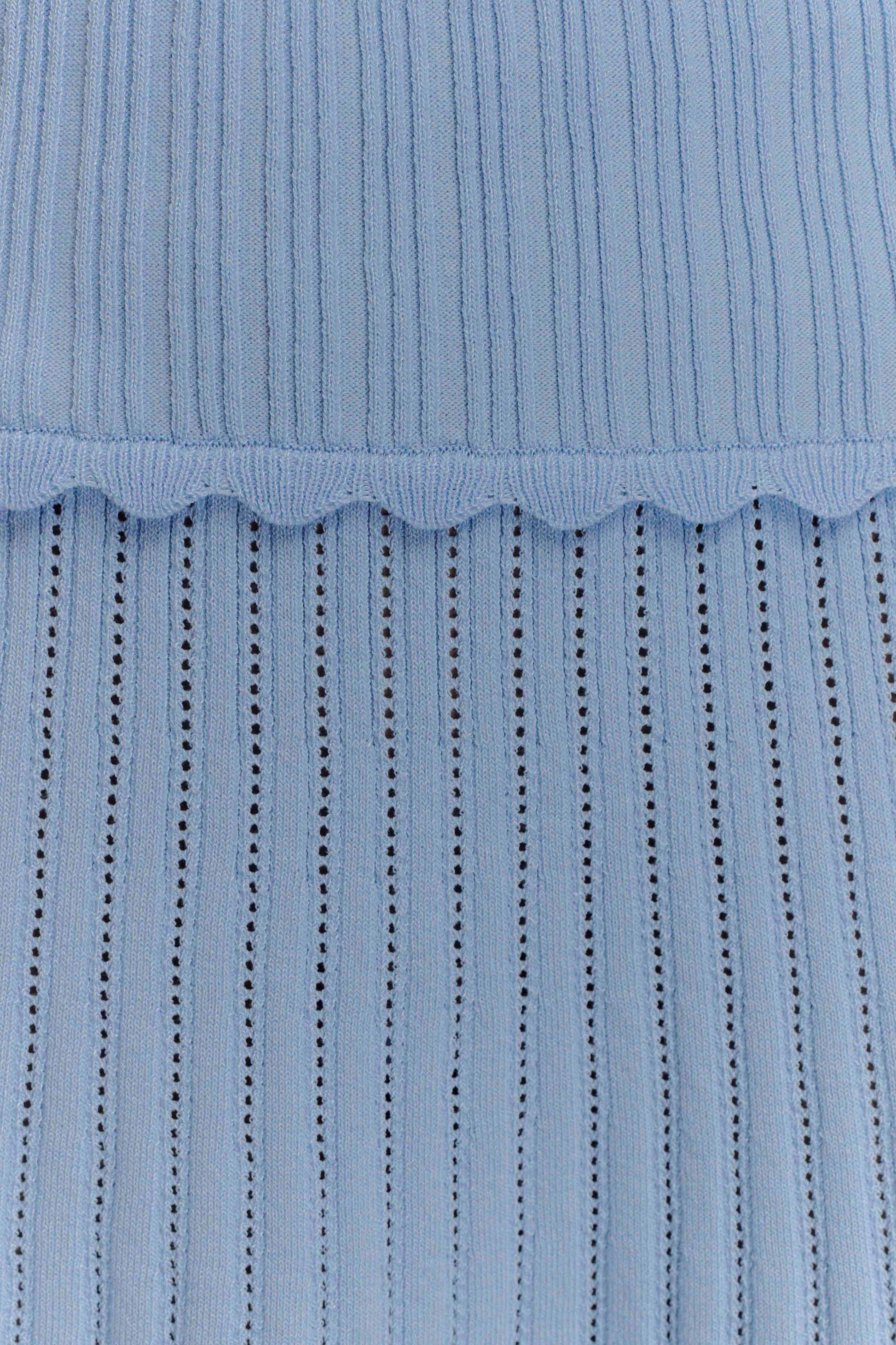 Indy Pointelle Knit Top - Cornflower Blue