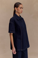 Maya Oversized Denim Shirt - Indigo Blue