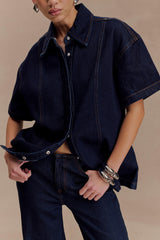 Maya Oversized Denim Shirt - Indigo Blue