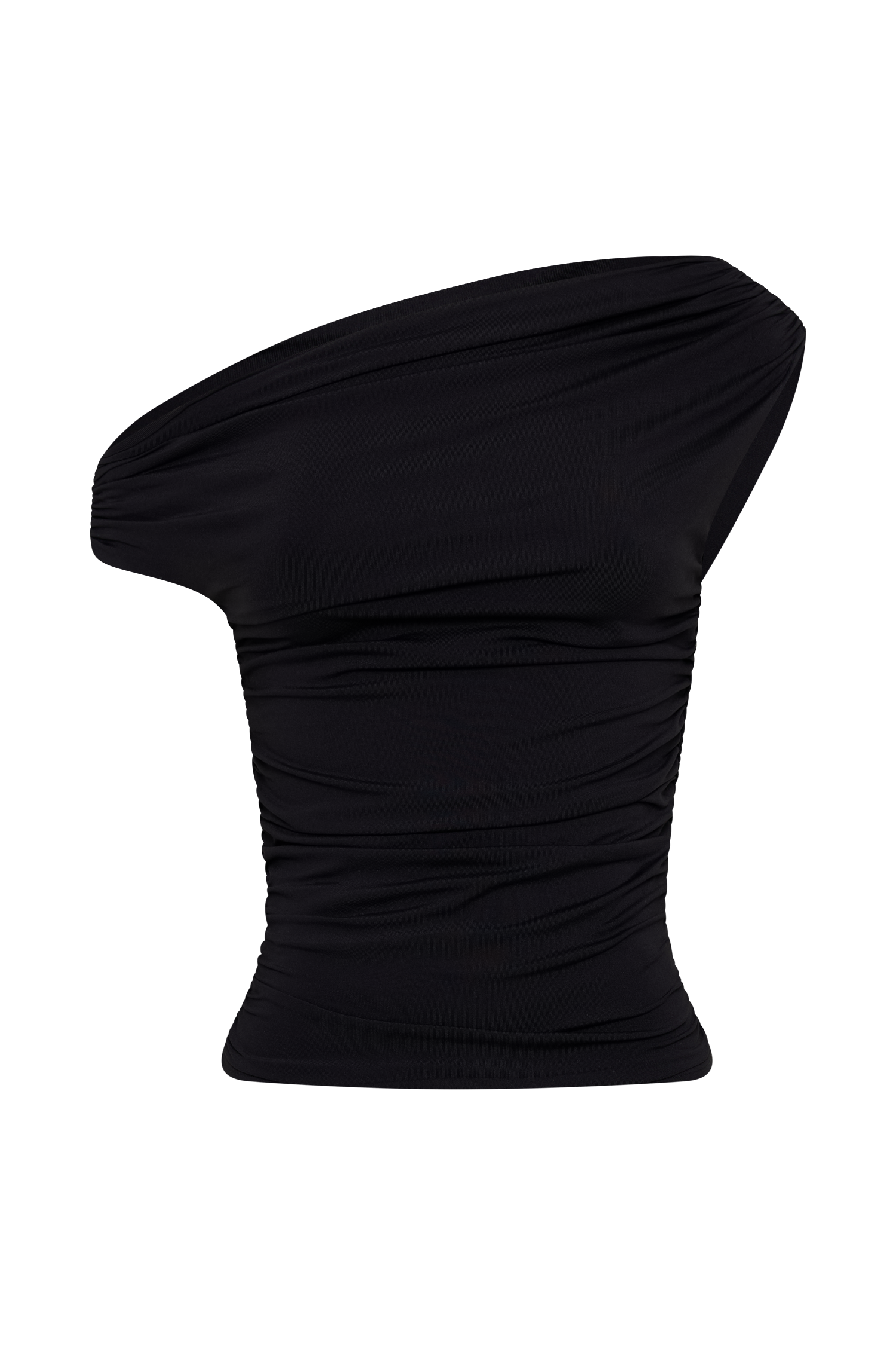 Alayna Slinky Ruched Top - Black
