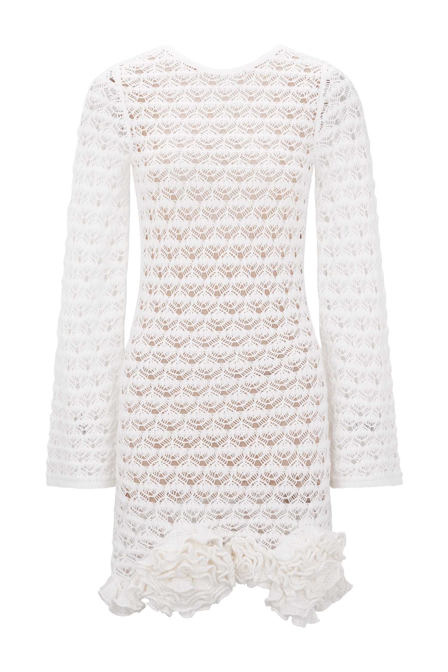 Aileen Ruffle Crochet Mini Dress - Ivory