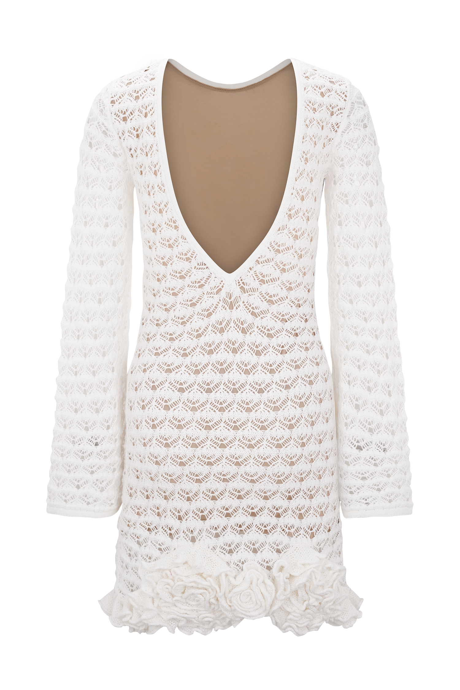 Aileen Ruffle Crochet Mini Dress - Ivory