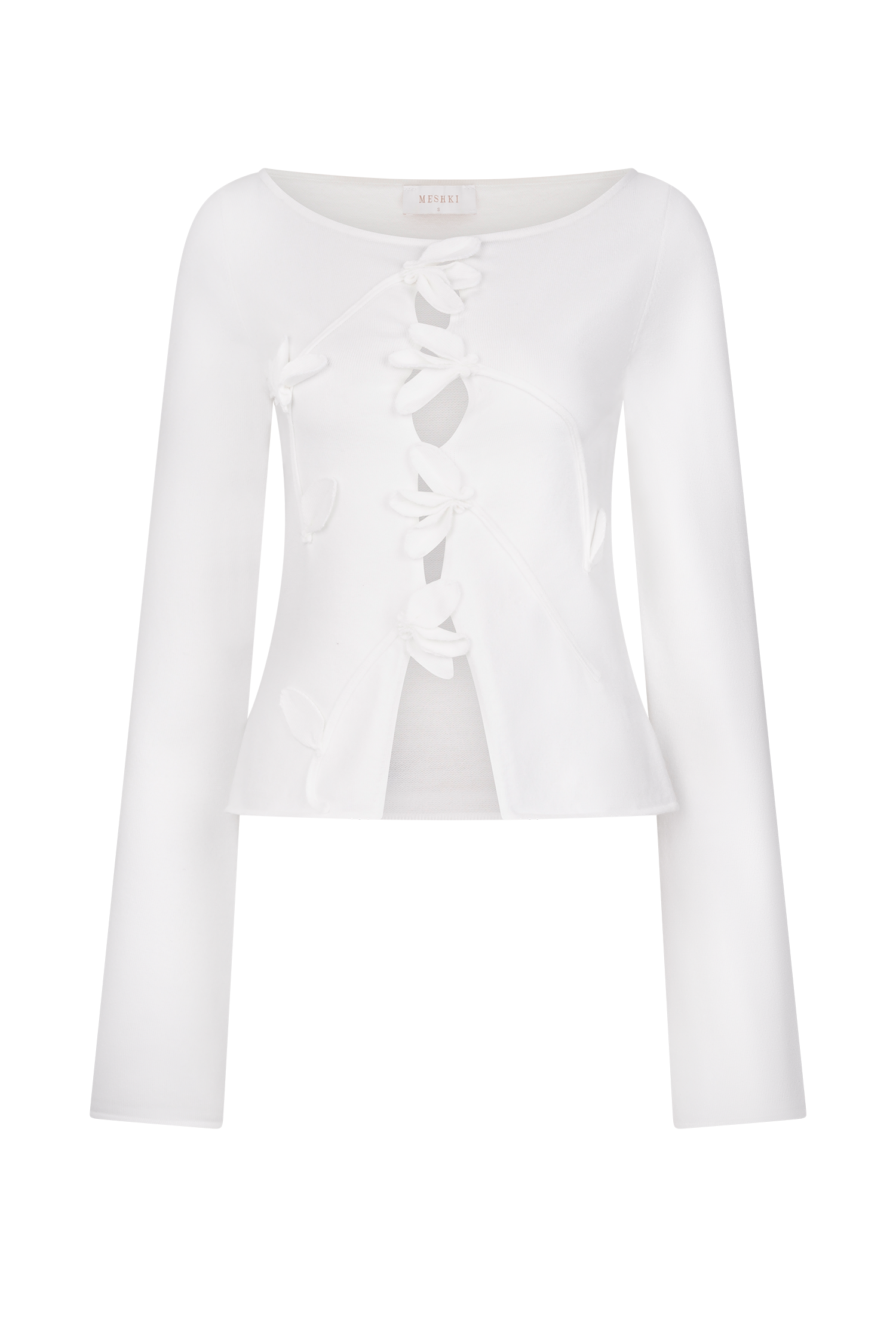 Alejandra Floral Long Sleeve Knit Top - White