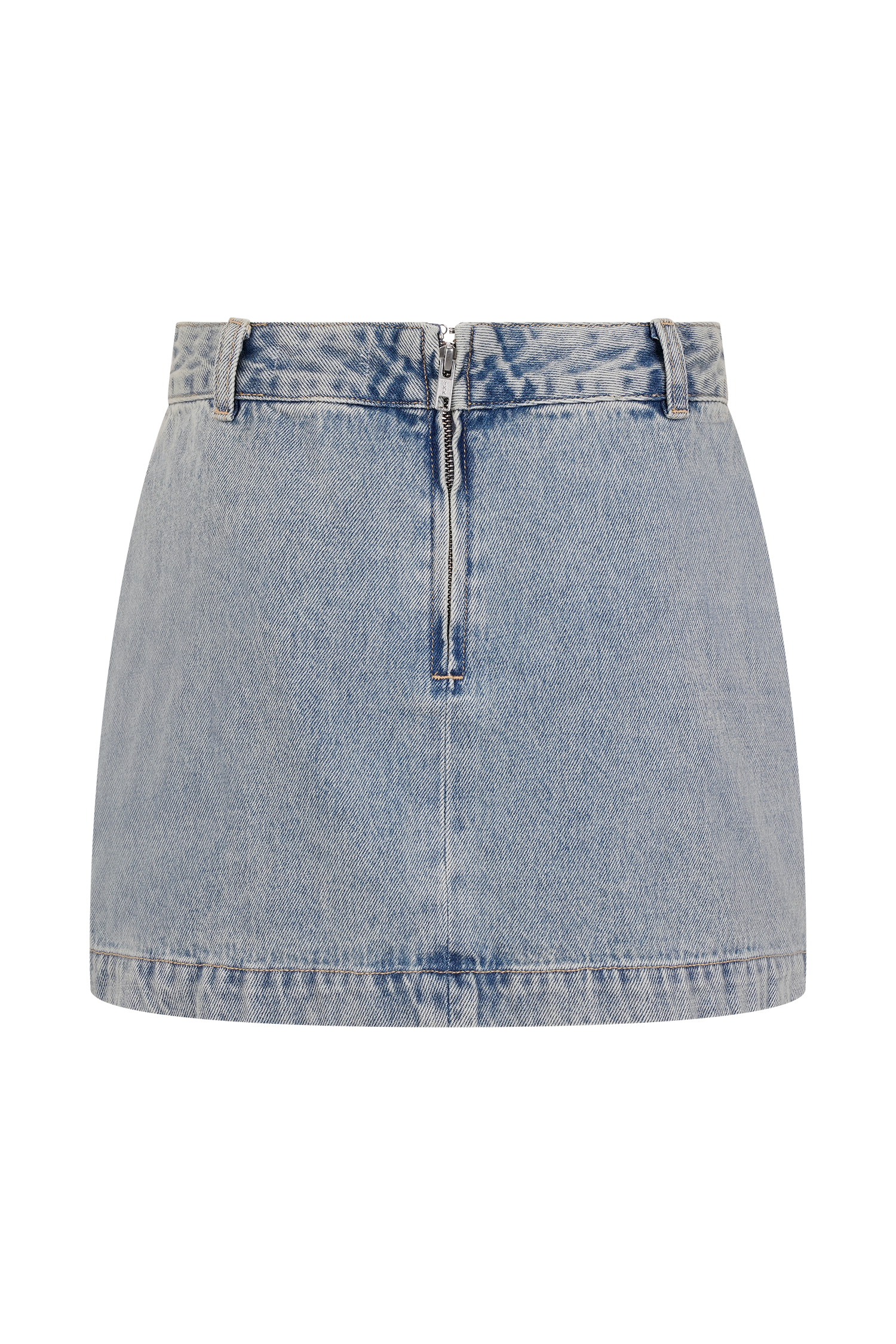 Alessia Embroidered Denim Mini Skirt - Light Vintage