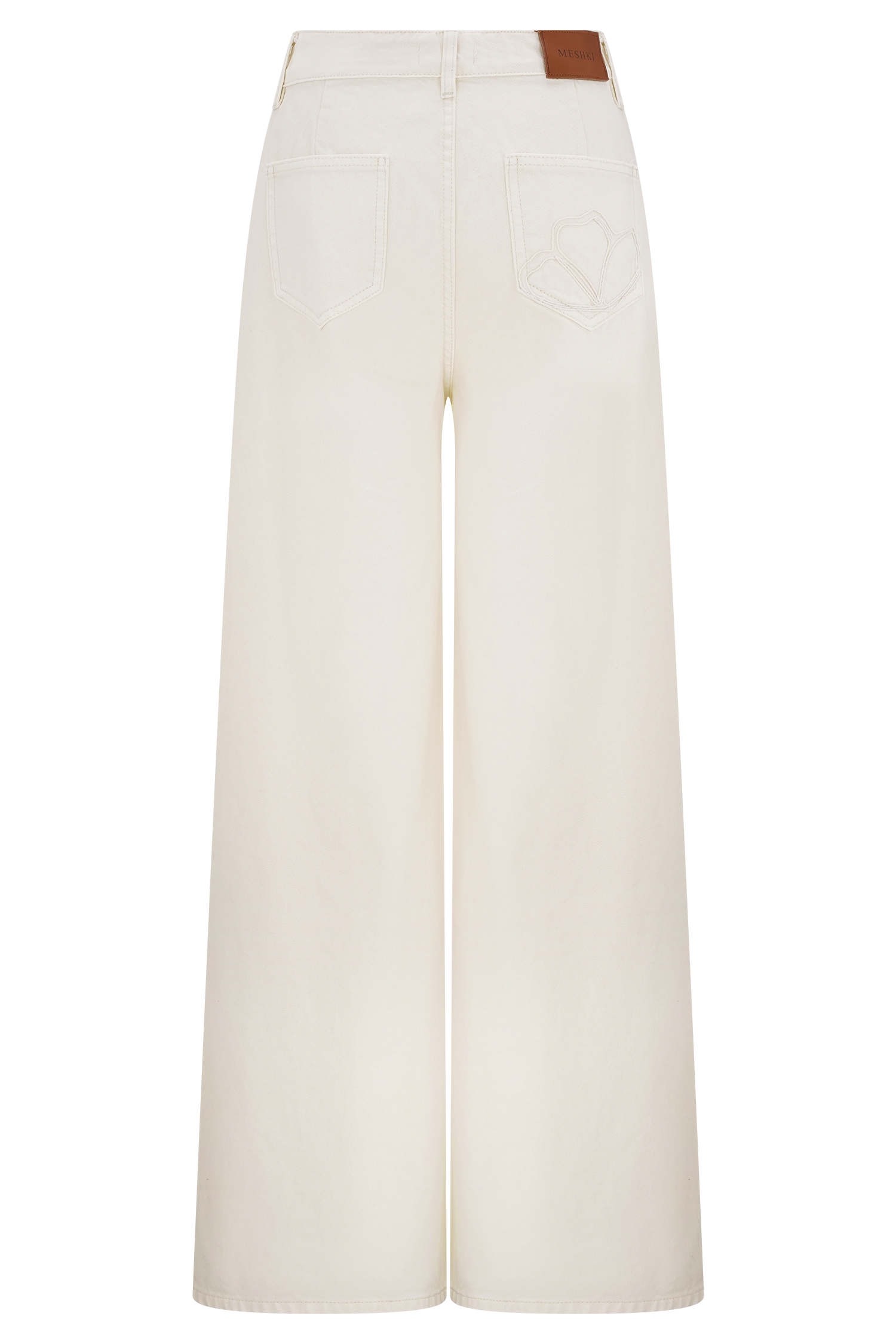 Carmella Embroided Straight Leg Jeans - Ecru
