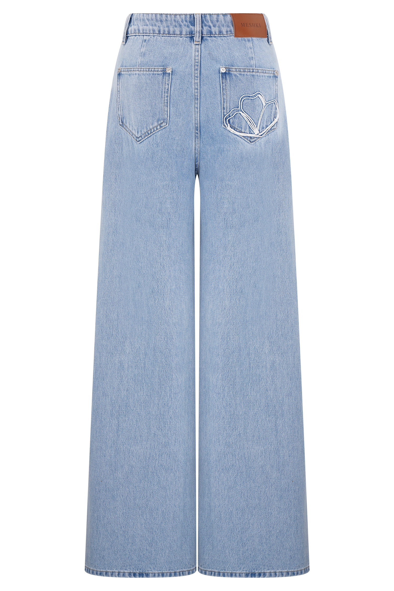 Carmella Embroided Straight Leg Jeans - Mid Blue