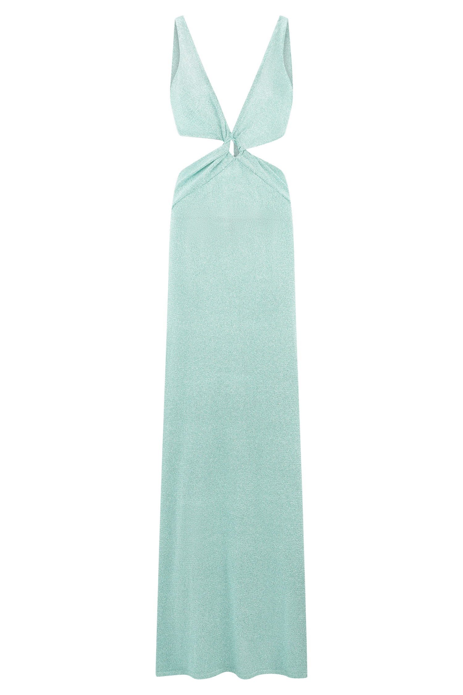 Gracelyn Twisted Metallic Knit Maxi Dress - Aqua