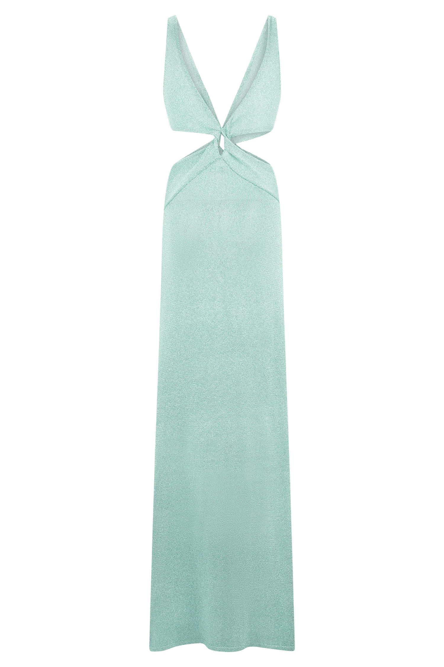 Gracelyn Twisted Metallic Knit Maxi Dress - Aqua