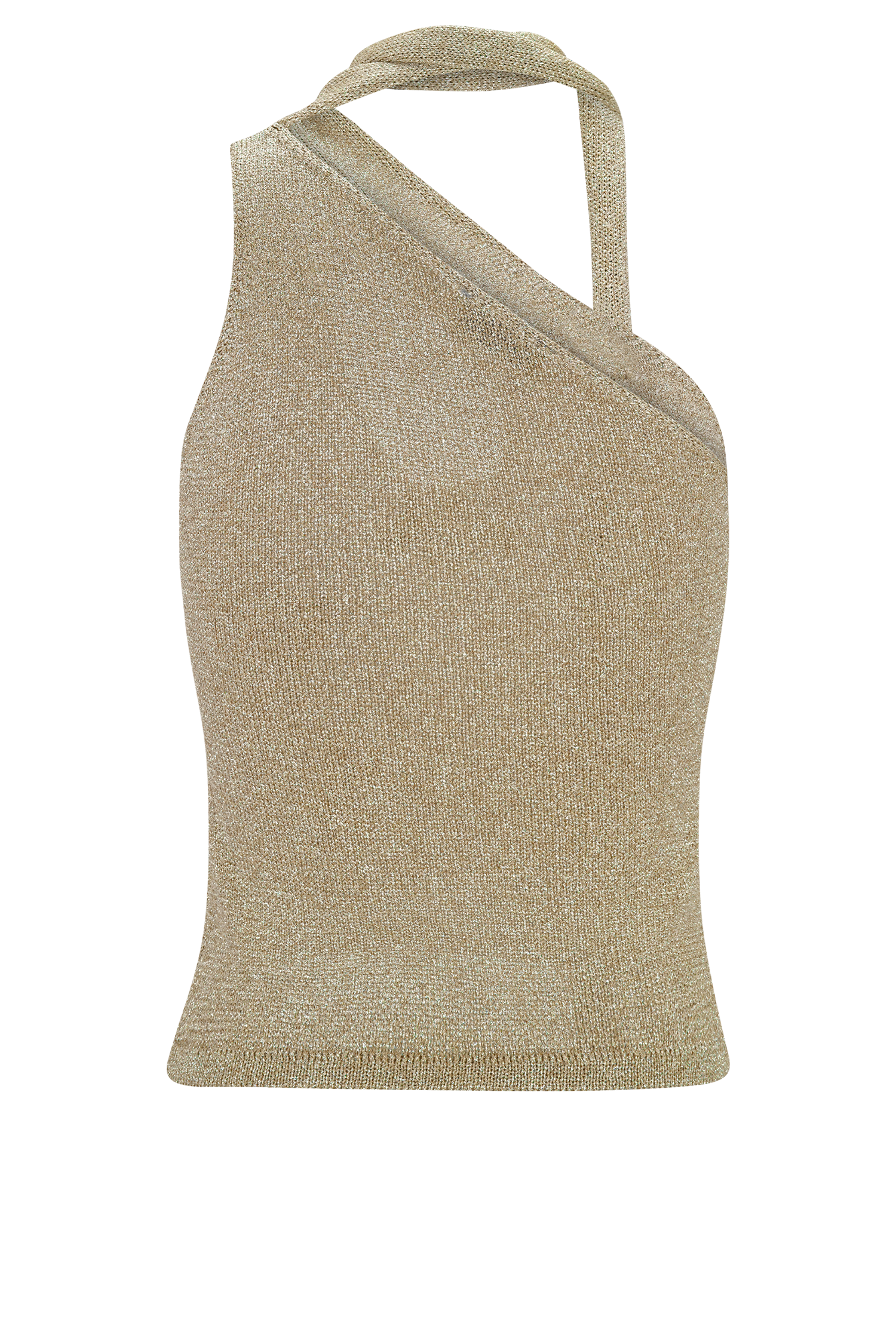 Leone One Shoulder Metallic Knit Top - Gold