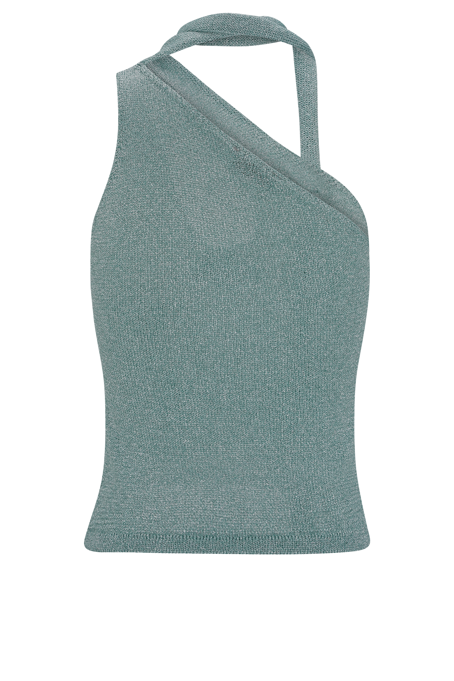 Leone One Shoulder Metallic Knit Top - Aqua