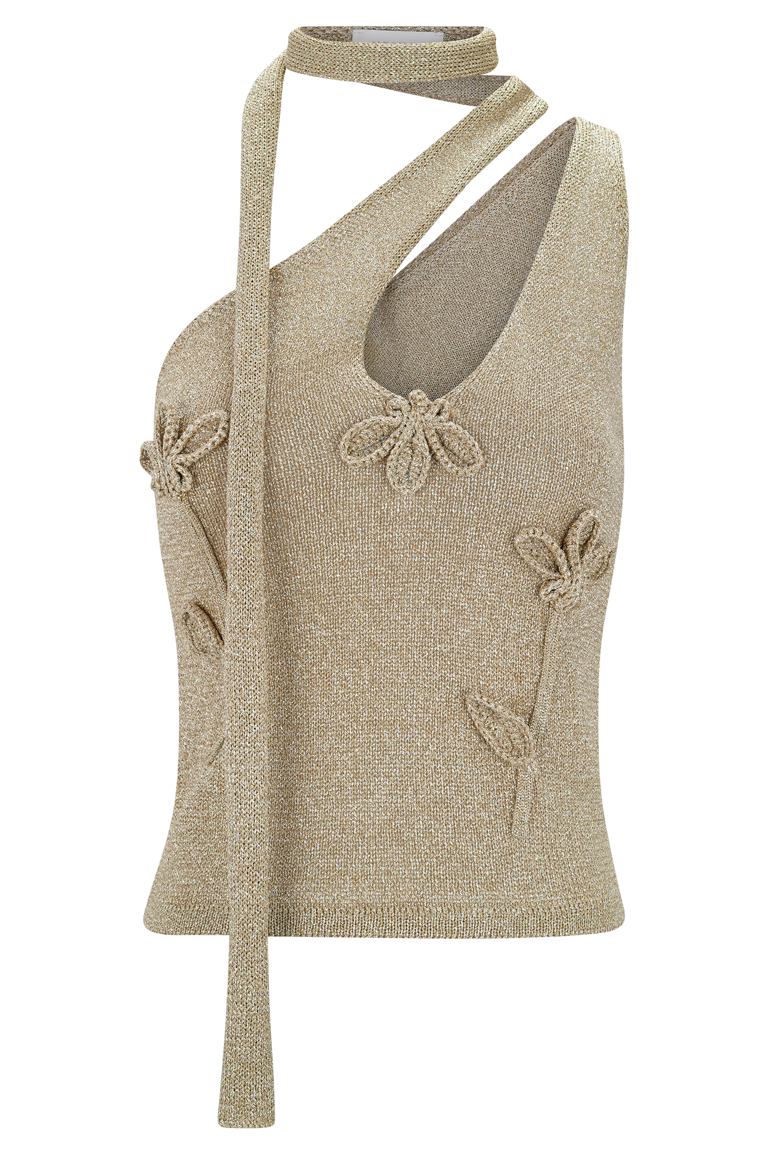 Leone One Shoulder Metallic Knit Top - Gold
