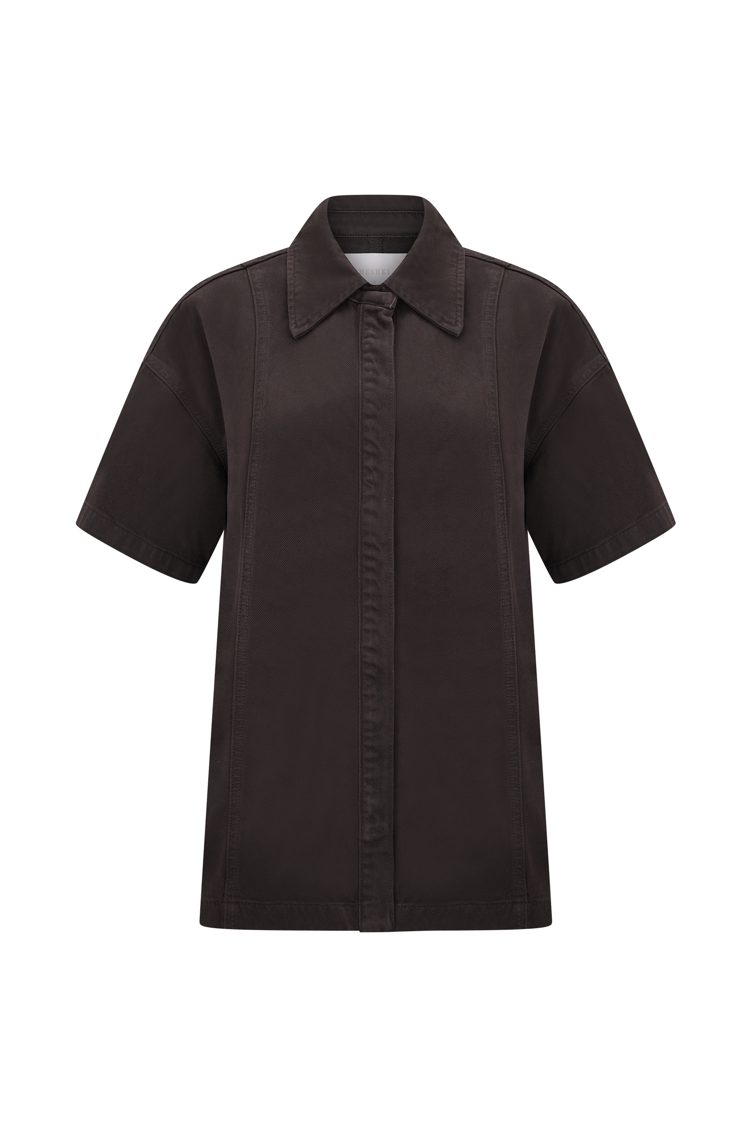 Maya Oversized Denim Shirt - Chocolate