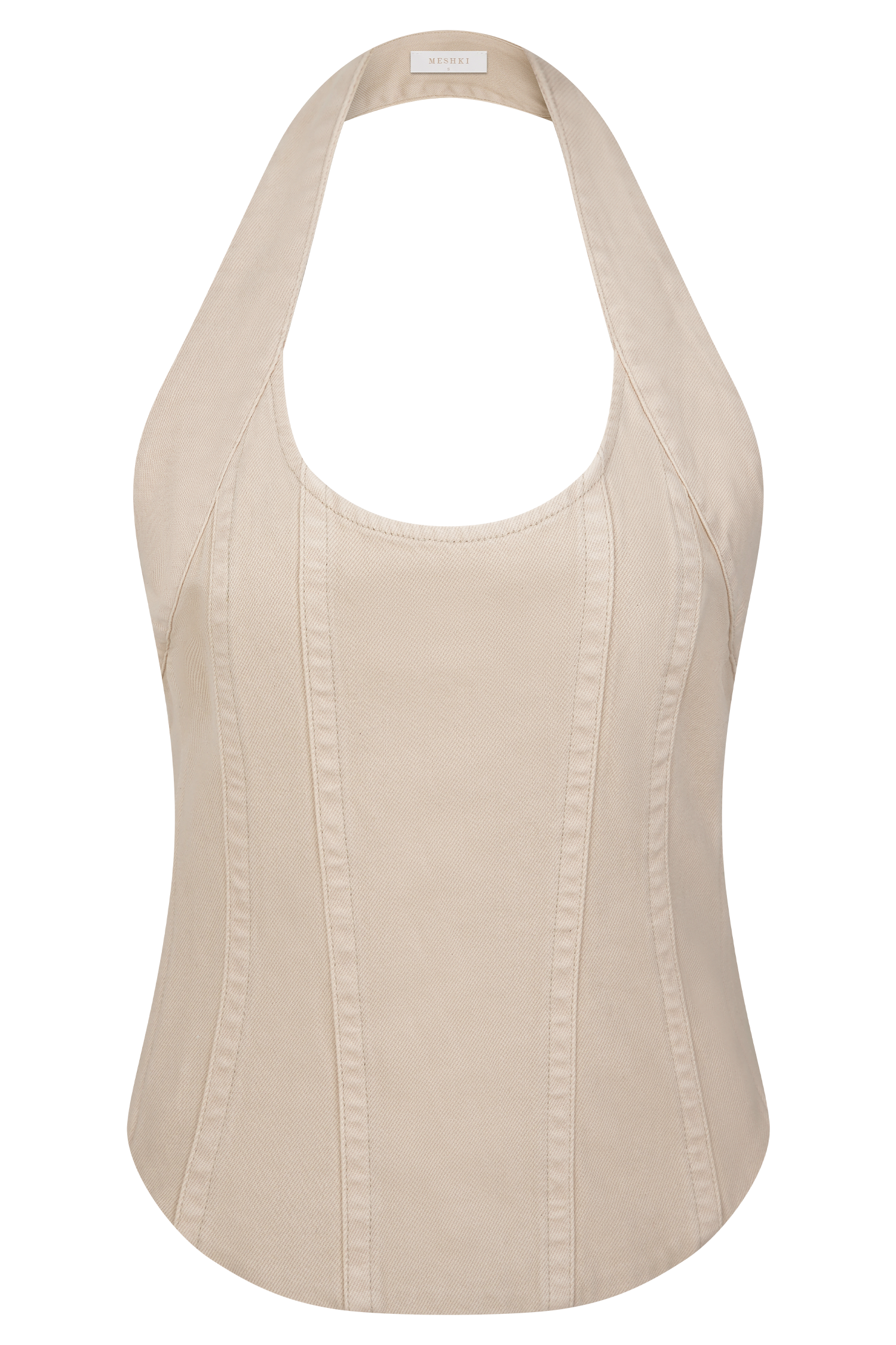 Meadow Denim Corset Halter Top - Stone Wash