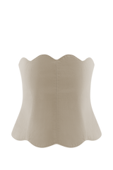 Oakley Strapless Scallop Denim Top - Stone Wash