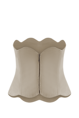 Oakley Strapless Scallop Denim Top - Stone Wash