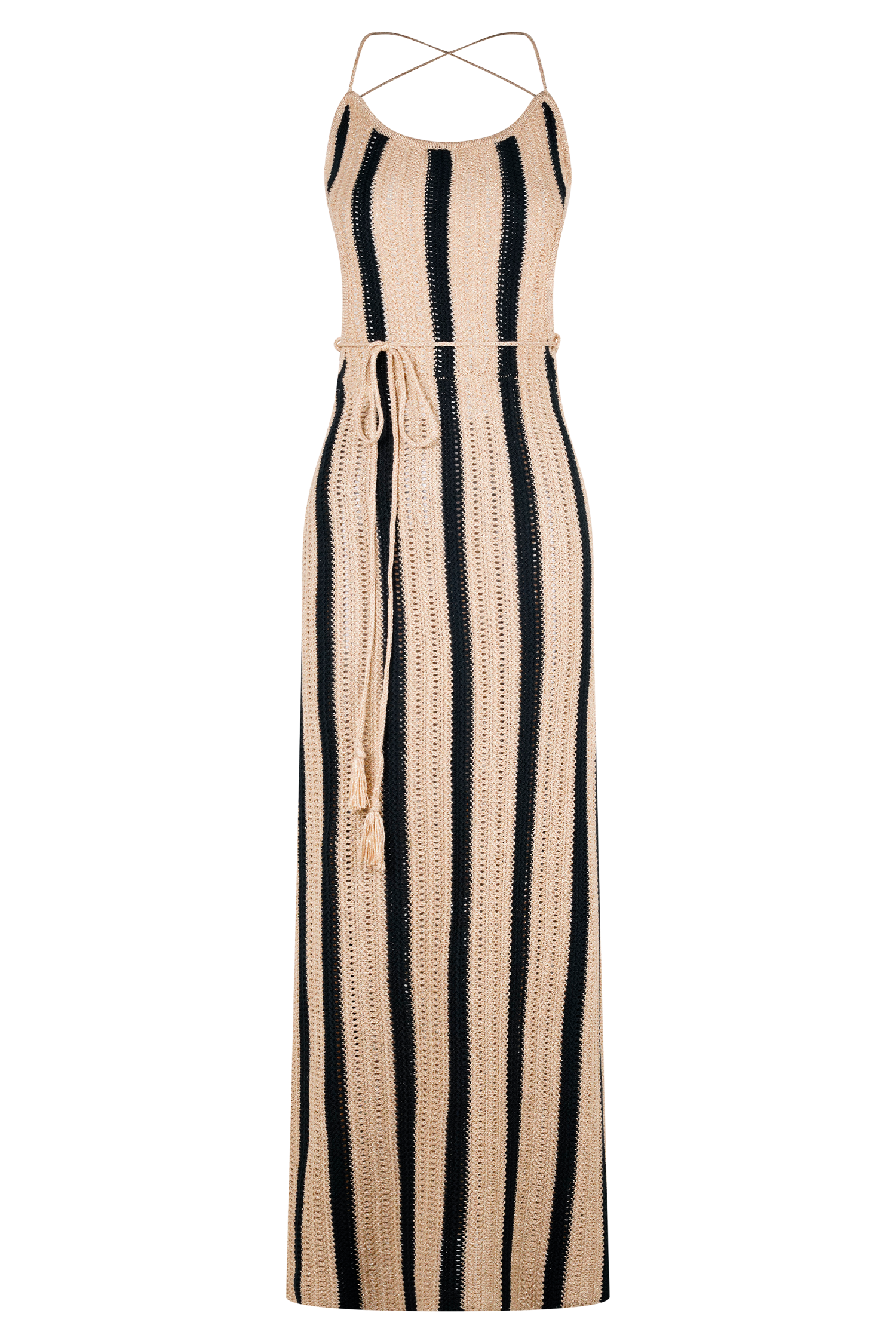 Shepherd Crochet Halter Maxi Dress - Gold/Black