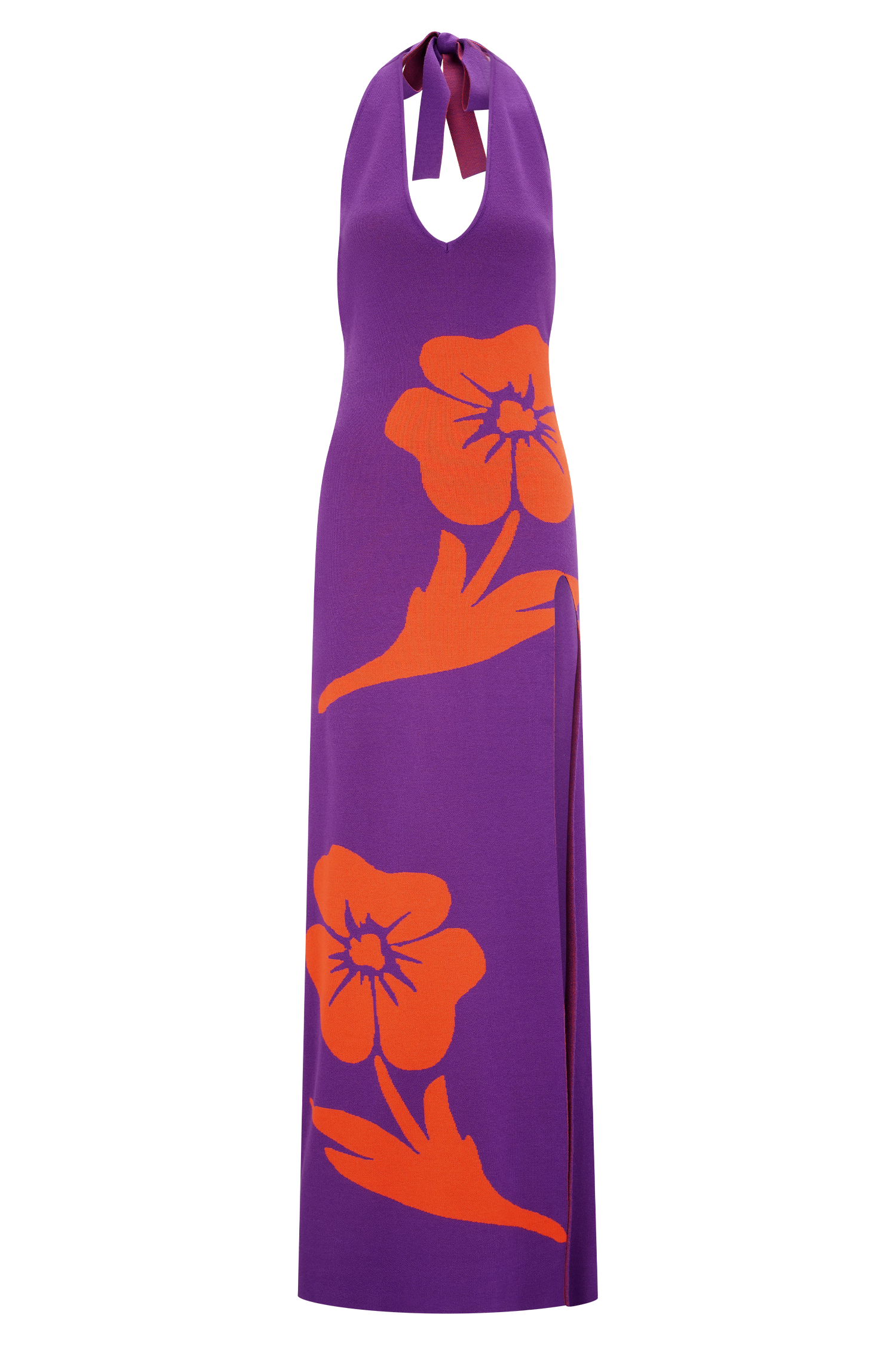 Stacy Knit Halter Maxi Dress - Purple/Red