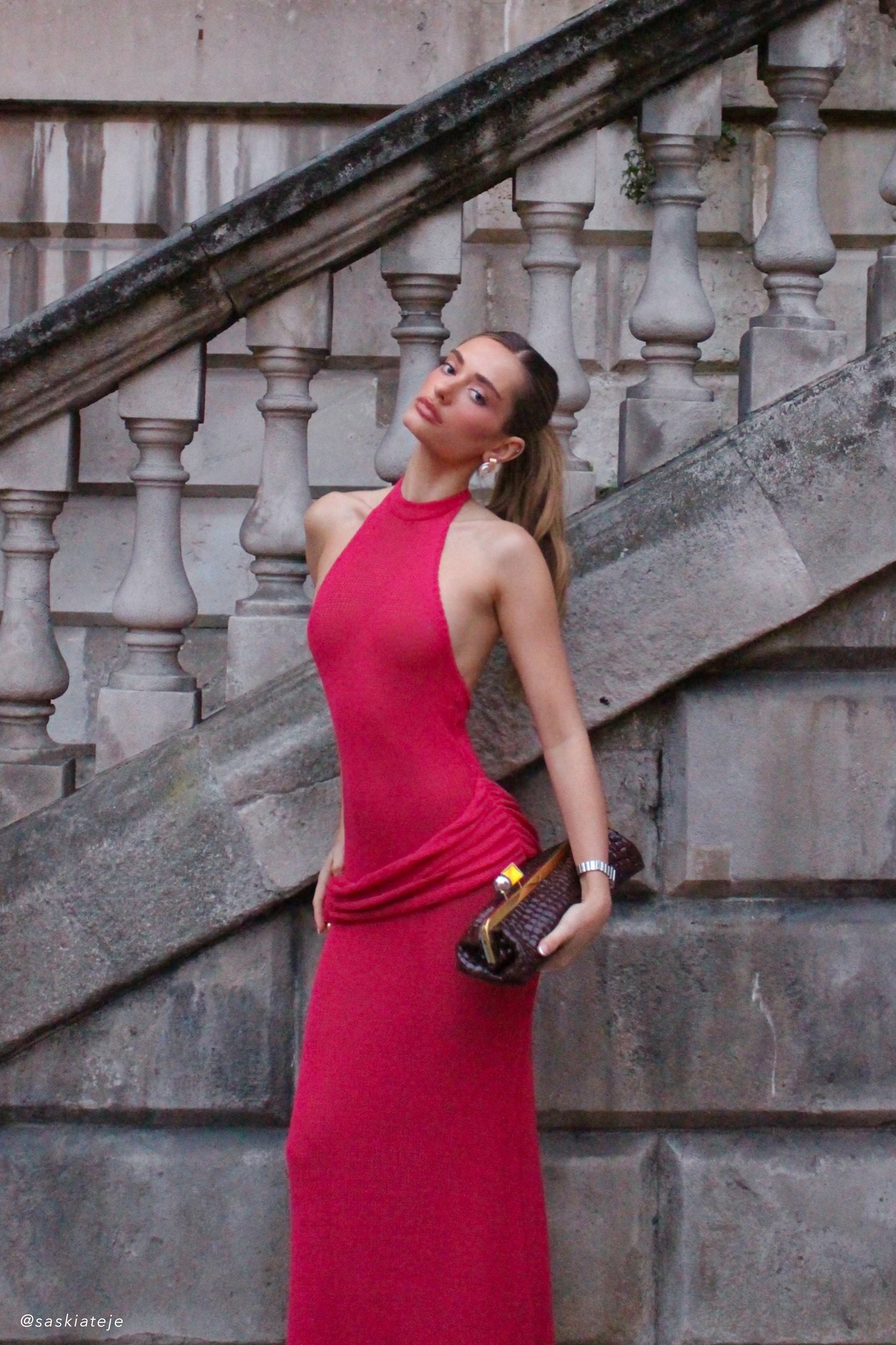 Reece Halter Knit Maxi Dress - Dragonfruit